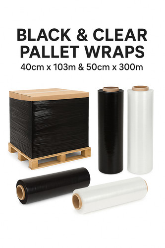 Clear black pallet wrap - clear/black,